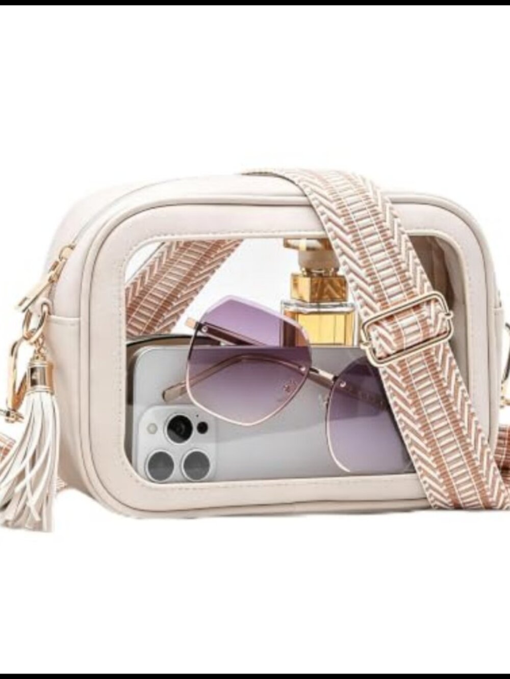 Clear Crossbody Bag Stadium Approved Frosted PU Leather Transparent PVC